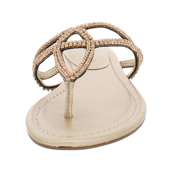 IVANKA TRUMP Womens Gold Bonna Round Toe Slip On Leather Thong Sandals 5 M - Picture 2 of 3